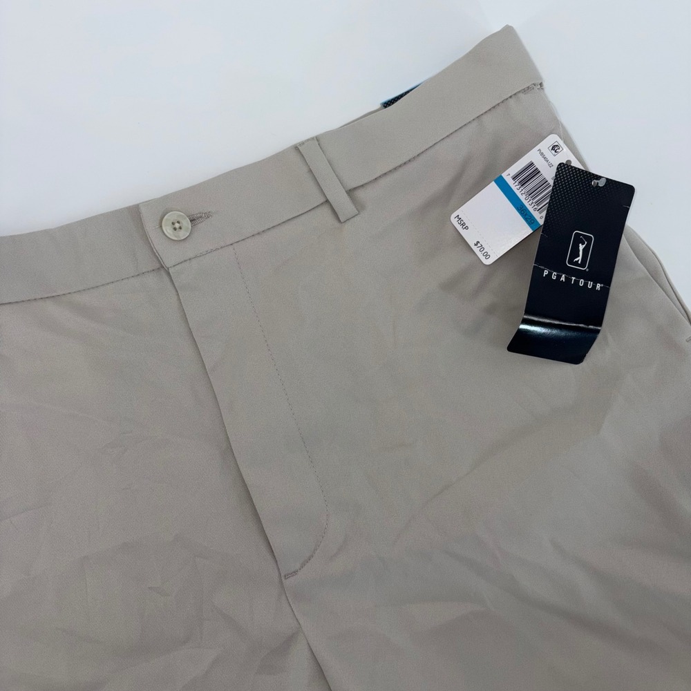PGA Tour Mens Expandable Waistband Golf Pants Khaki Tan 36x29